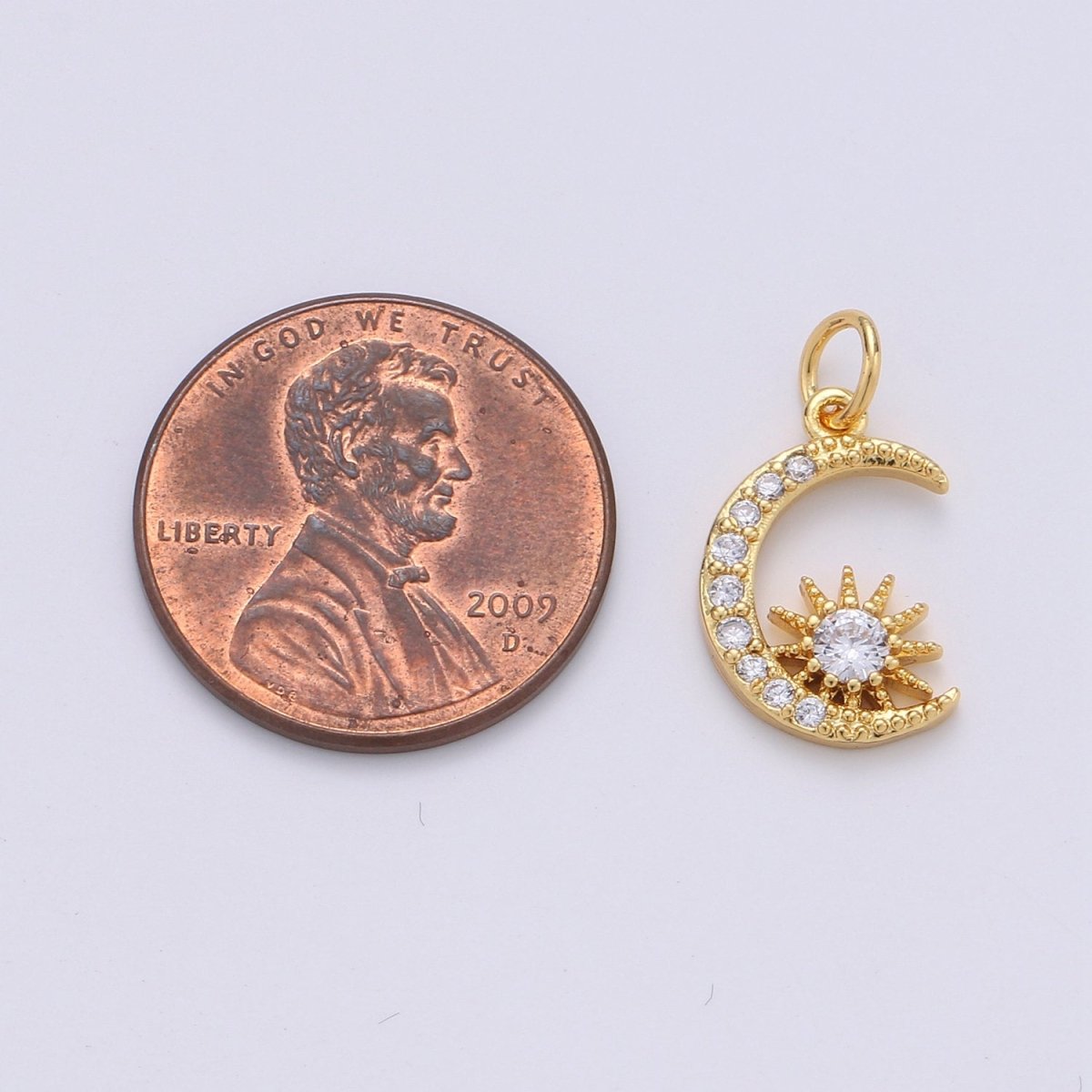 24k Gold Filled Micro Pave Moon Charm, Cubic Star Moon Pendant Charm, Gold Filled Charm, For DIY Necklace Bracelet Earring D-236 - DLUXCA