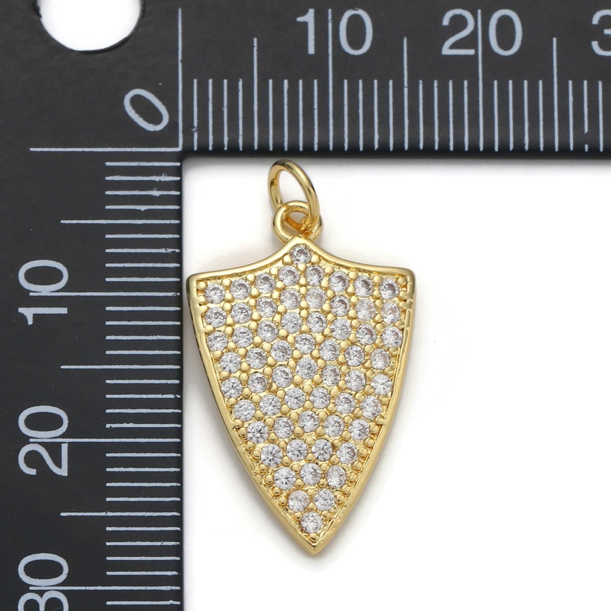24k Gold Filled Micro Pave Shield Charm, Cubic Zirconia Shield Pendant Charm, Gold Filled Charm, For DIY Jewelry | D-033 - DLUXCA