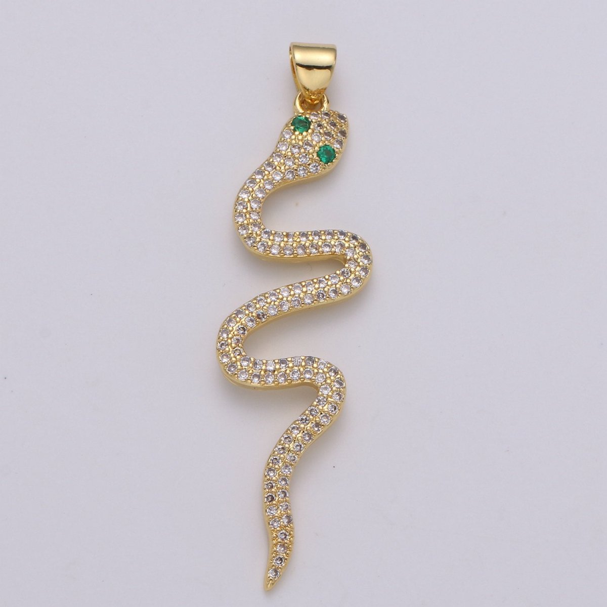 24k Gold Filled Micro Pave Snake Charm, Cubic Zirconia Serpent Pendant Charm, Gold Filled Charm, Silver Snake Pendant For DIY Jewelry I-807 I-808 - DLUXCA