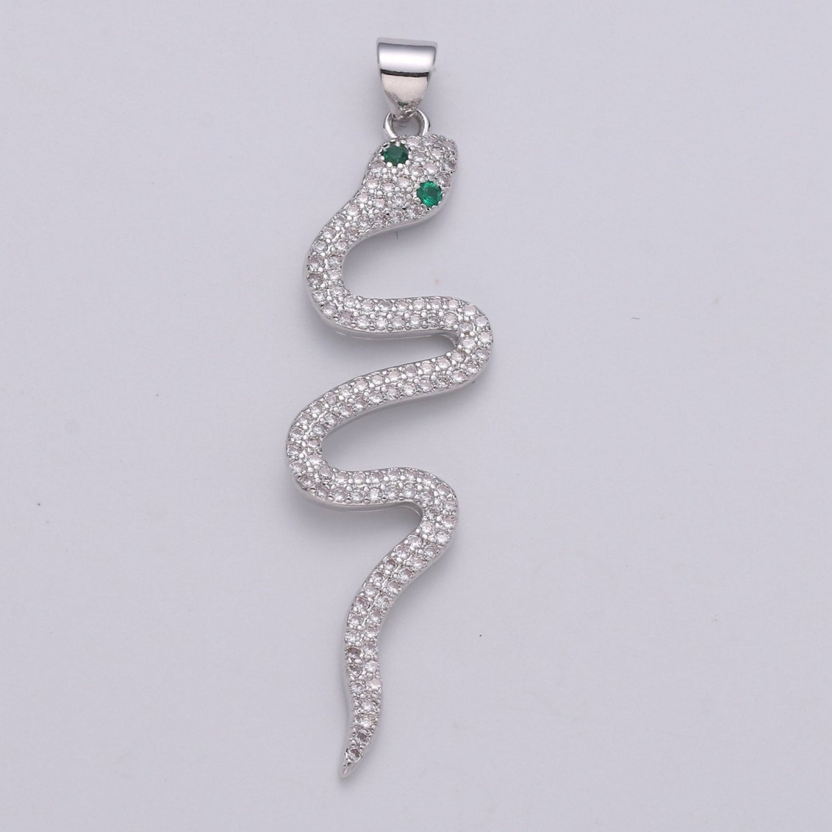 24k Gold Filled Micro Pave Snake Charm, Cubic Zirconia Serpent Pendant Charm, Gold Filled Charm, Silver Snake Pendant For DIY Jewelry I-807 I-808 - DLUXCA
