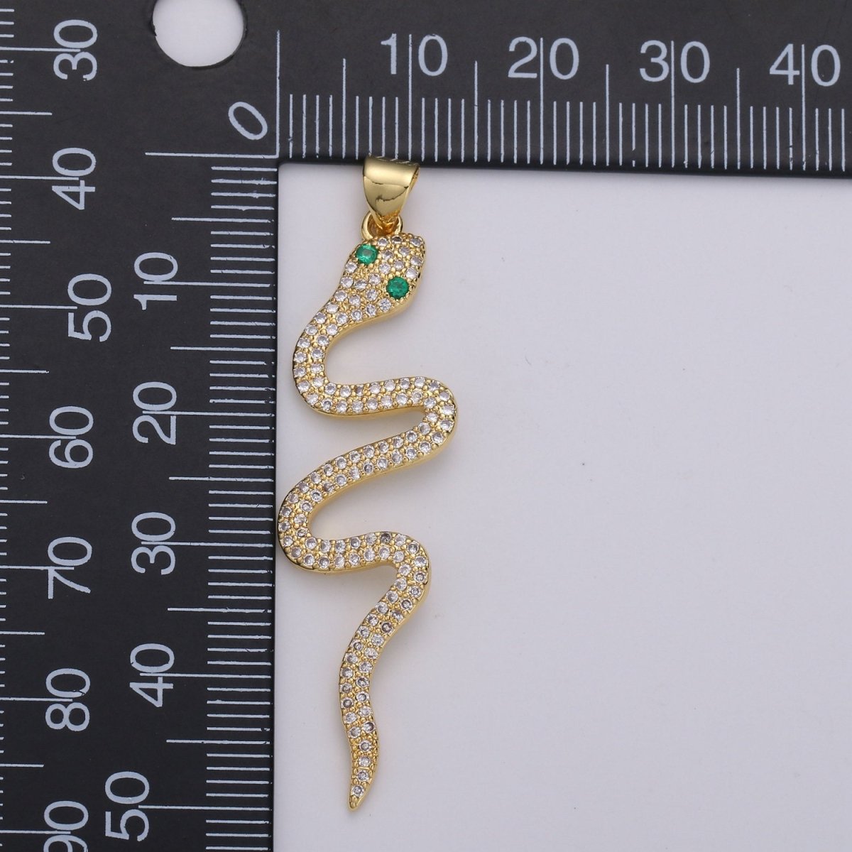 24k Gold Filled Micro Pave Snake Charm, Cubic Zirconia Serpent Pendant Charm, Gold Filled Charm, Silver Snake Pendant For DIY Jewelry I-807 I-808 - DLUXCA