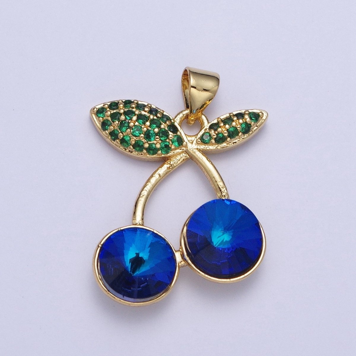 24K Gold Filled Micro Paved Cubic Zirconia Cherry Fruit Pendant | X-409-X-414 X-530 - DLUXCA