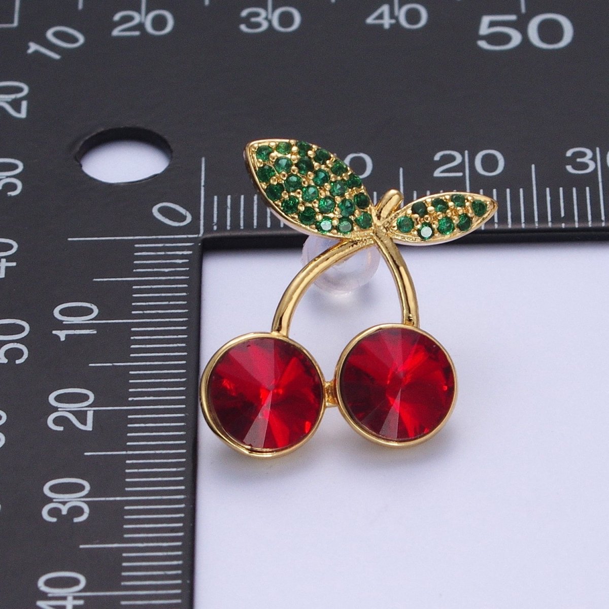 24K Gold Filled Micro Paved Cubic Zirconia Cherry Fruit Stud Earrings P-411~P-417 - DLUXCA
