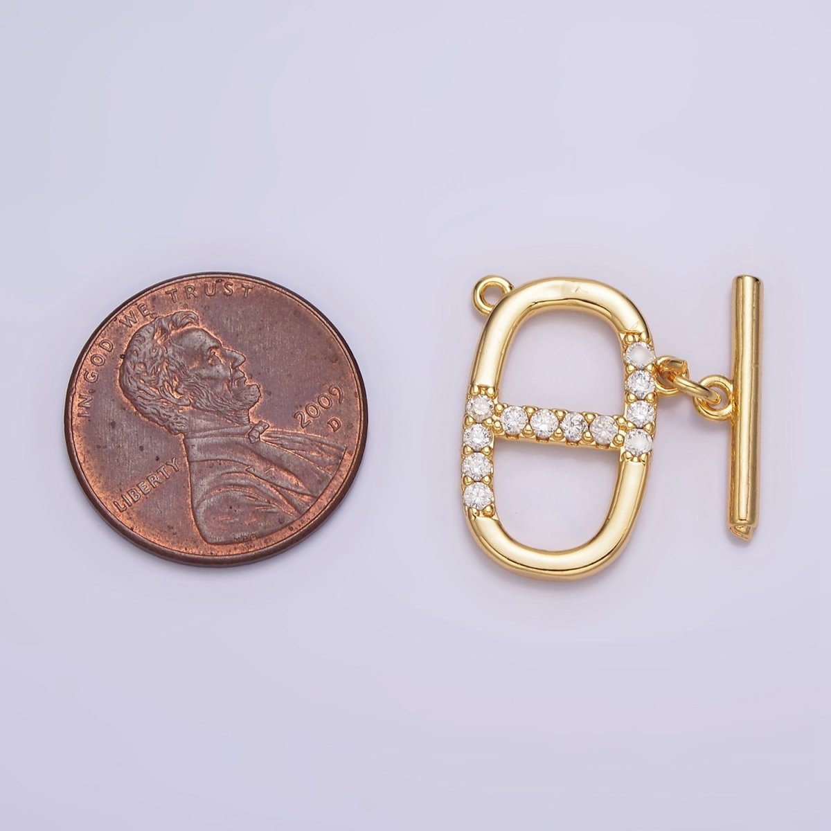24K Gold Filled Micro Paved CZ Anchor Link Loop Toggle Clasps Closure Jewelry Making Supply | Z-465 - DLUXCA