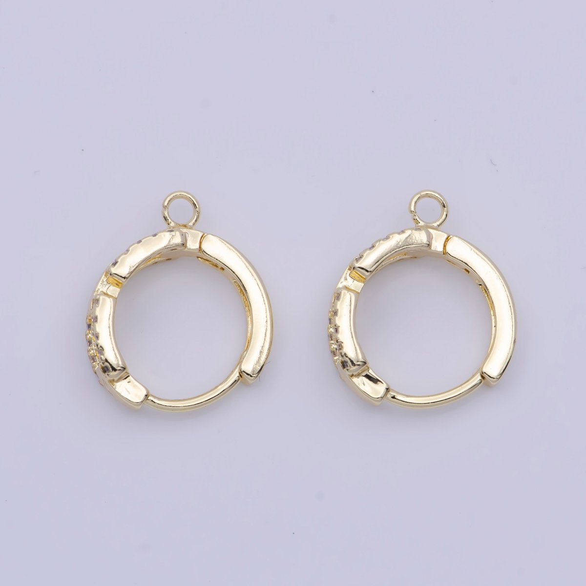 24K Gold Filled Micro Paved CZ Cable Link Open Loop Huggie Earrings Supply L-907 - DLUXCA