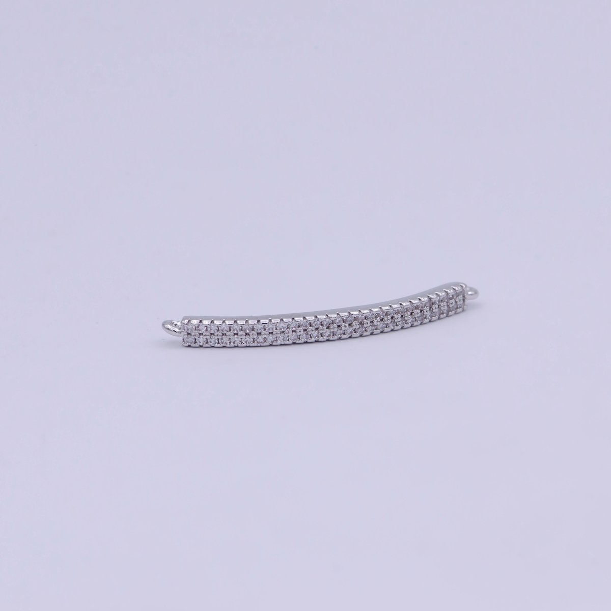 24K Gold Filled Micro Paved CZ Curved Bar Connector in Gold & Silver | F-674 F-675 - DLUXCA