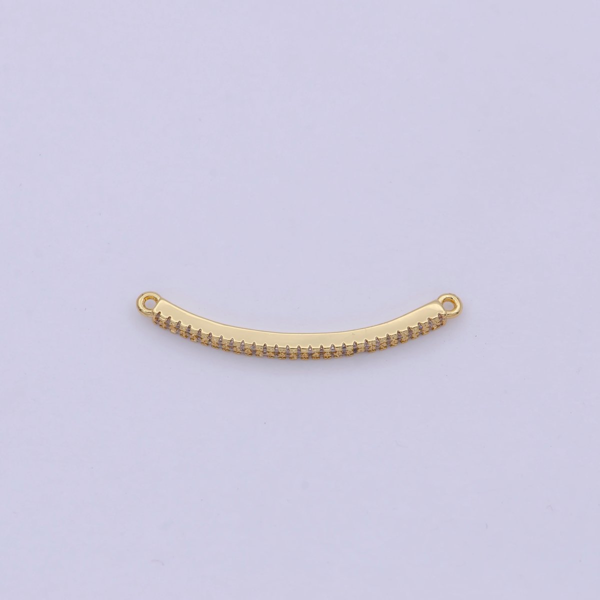 24K Gold Filled Micro Paved CZ Curved Bar Connector in Gold & Silver | F-674 F-675 - DLUXCA