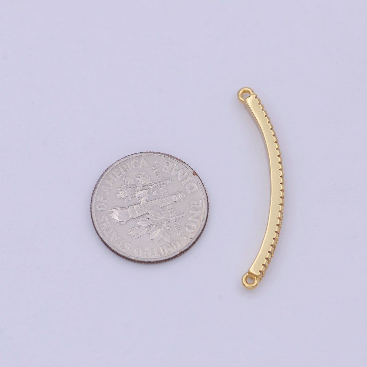 24K Gold Filled Micro Paved CZ Curved Bar Connector in Gold & Silver | F-674 F-675 - DLUXCA