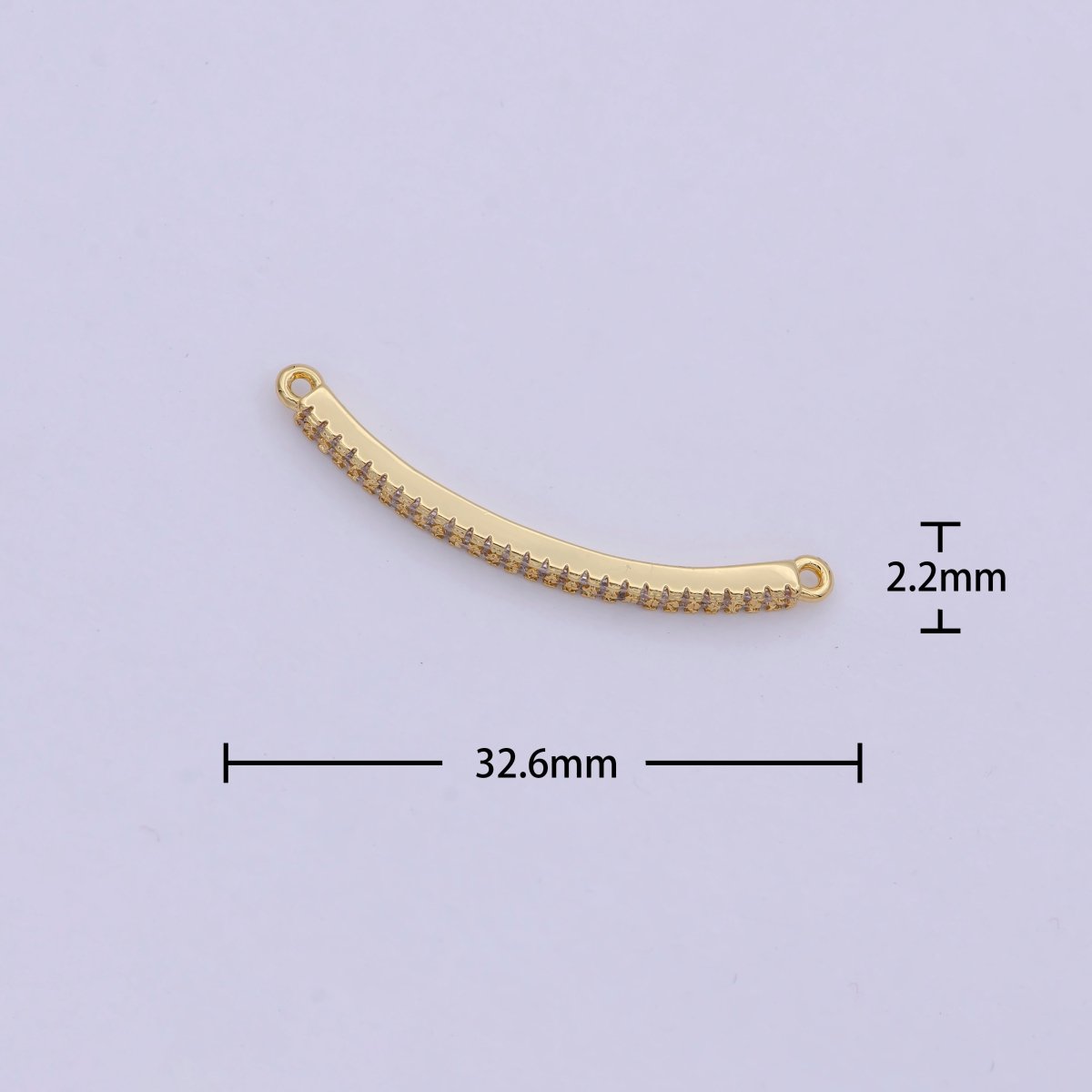 24K Gold Filled Micro Paved CZ Curved Bar Connector in Gold & Silver | F-674 F-675 - DLUXCA