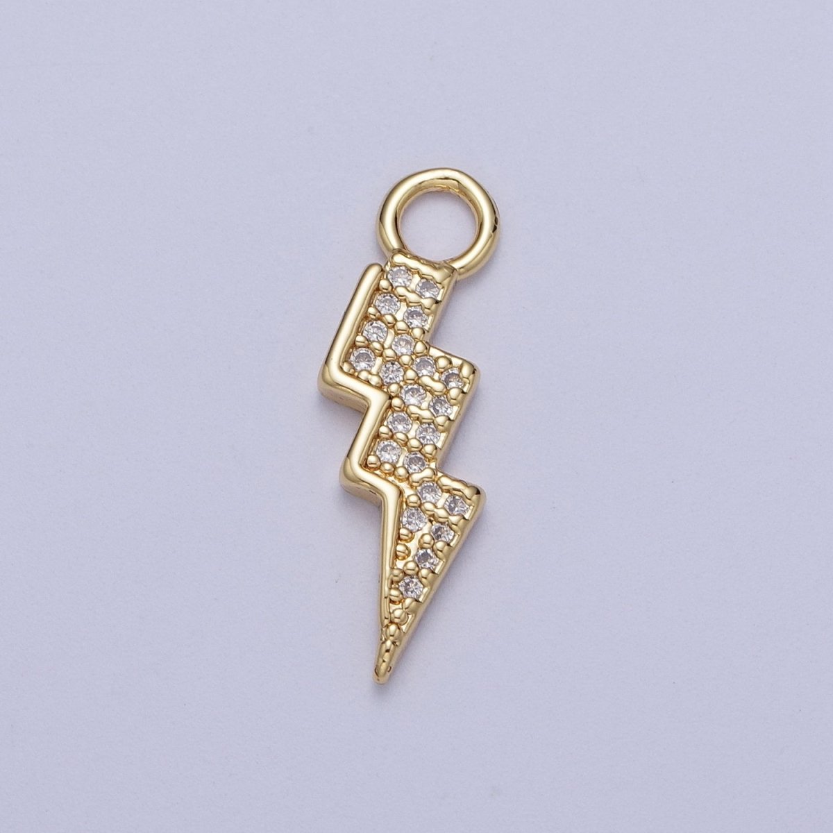 24K Gold Filled Micro Paved CZ Lightning Bolt Charm For Weather Thunder Jewelry | A-299 - DLUXCA
