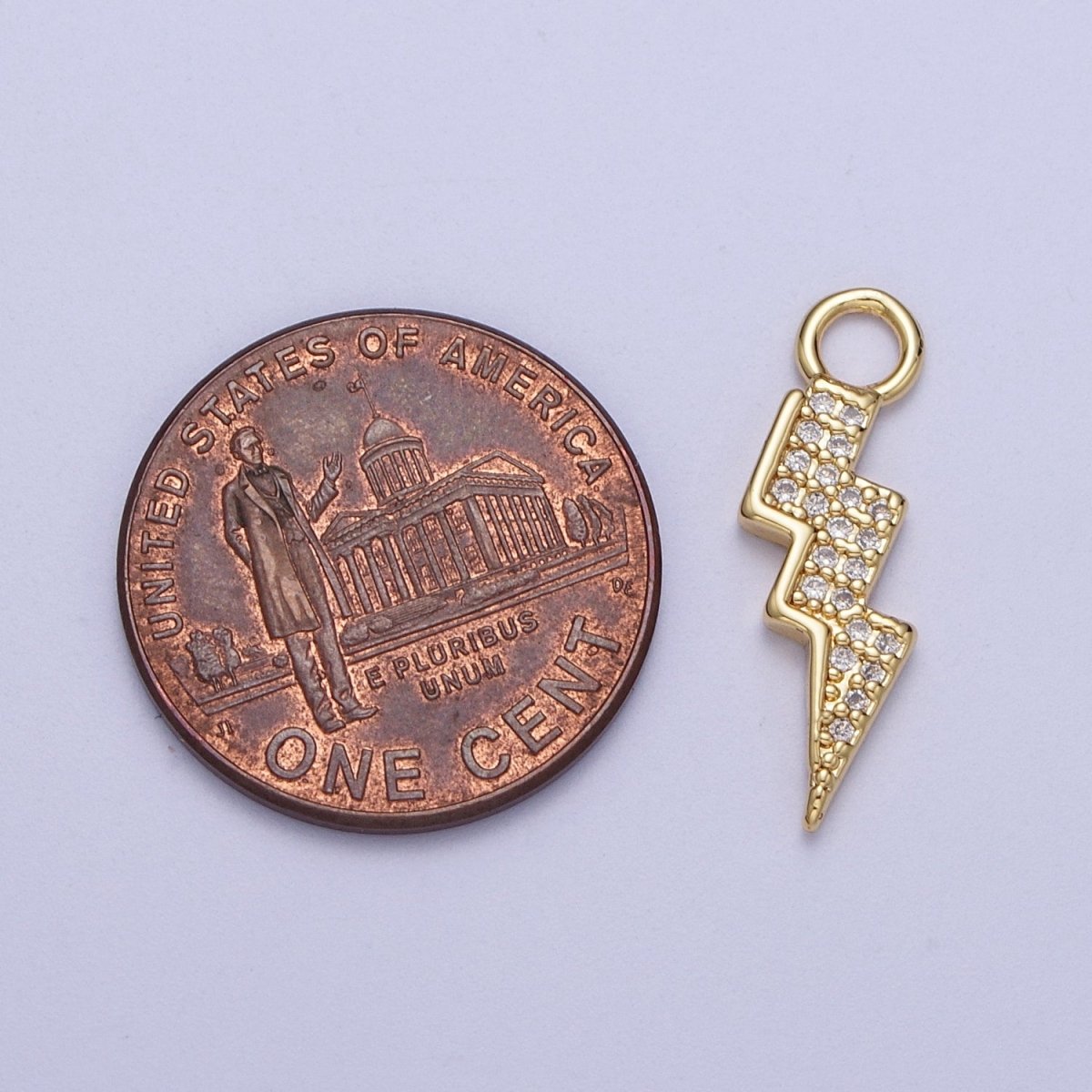 24K Gold Filled Micro Paved CZ Lightning Bolt Charm For Weather Thunder Jewelry | A-299 - DLUXCA