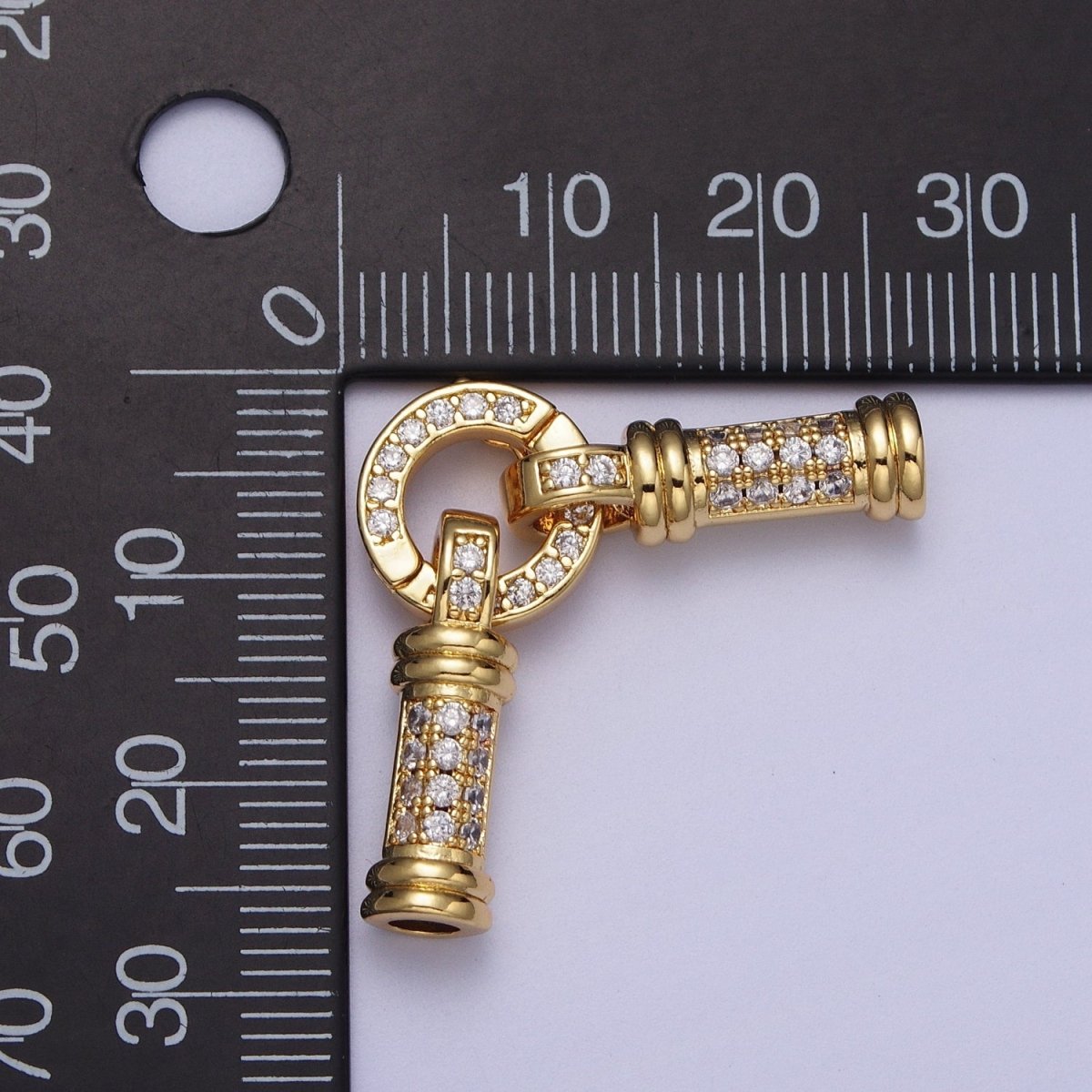 24K Gold Filled Micro Paved CZ Minimalist Double Loop Leather Jewelry Spring Gate Closure | K-165 - DLUXCA