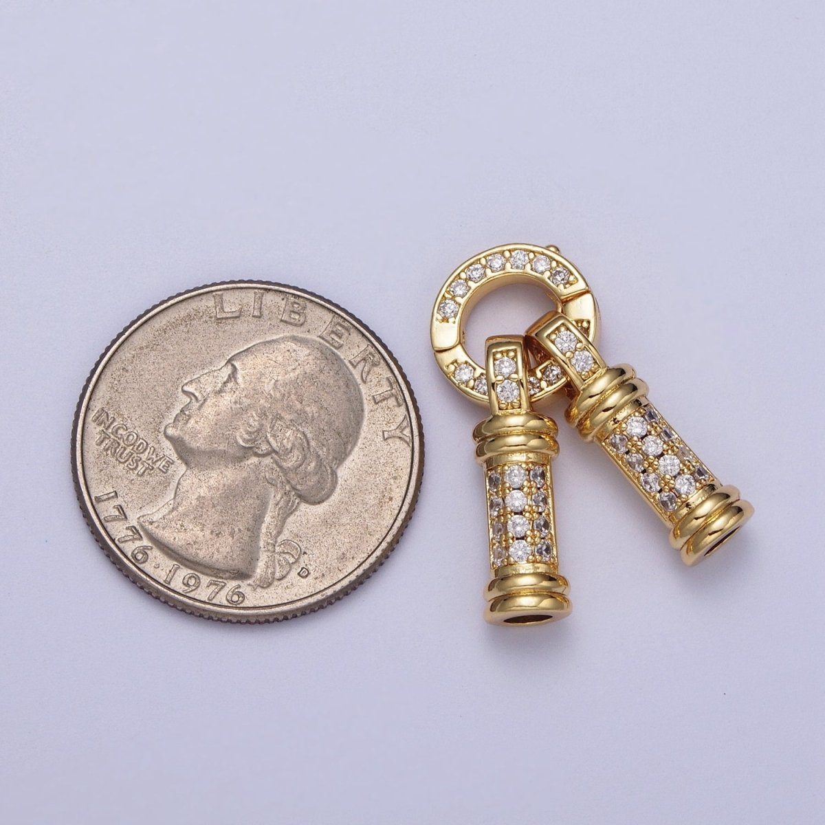 24K Gold Filled Micro Paved CZ Minimalist Double Loop Leather Jewelry Spring Gate Closure | K-165 - DLUXCA