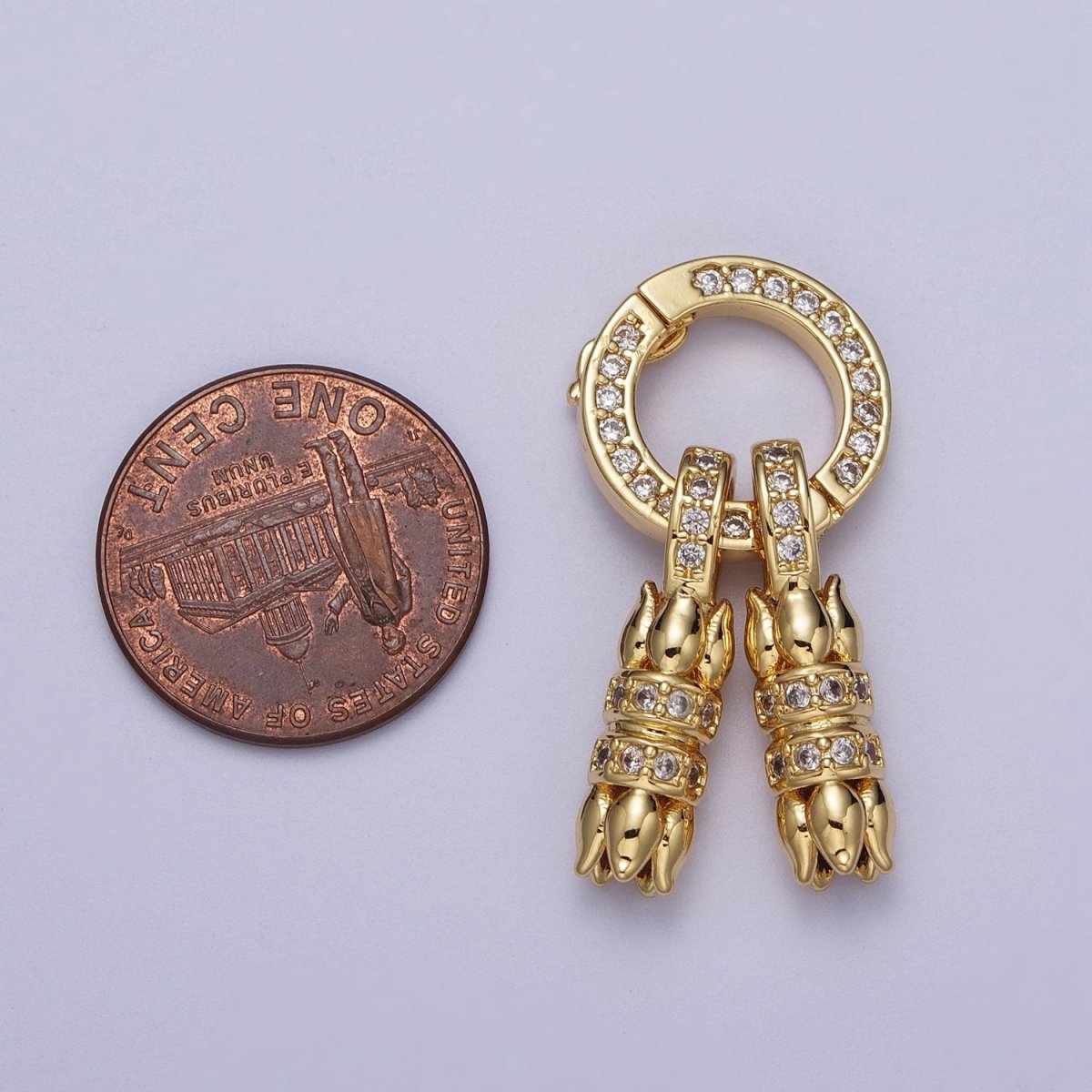 24K Gold Filled Micro Paved CZ Roses Double Loop Leather Jewelry Spring Gate Closure K-180 - DLUXCA