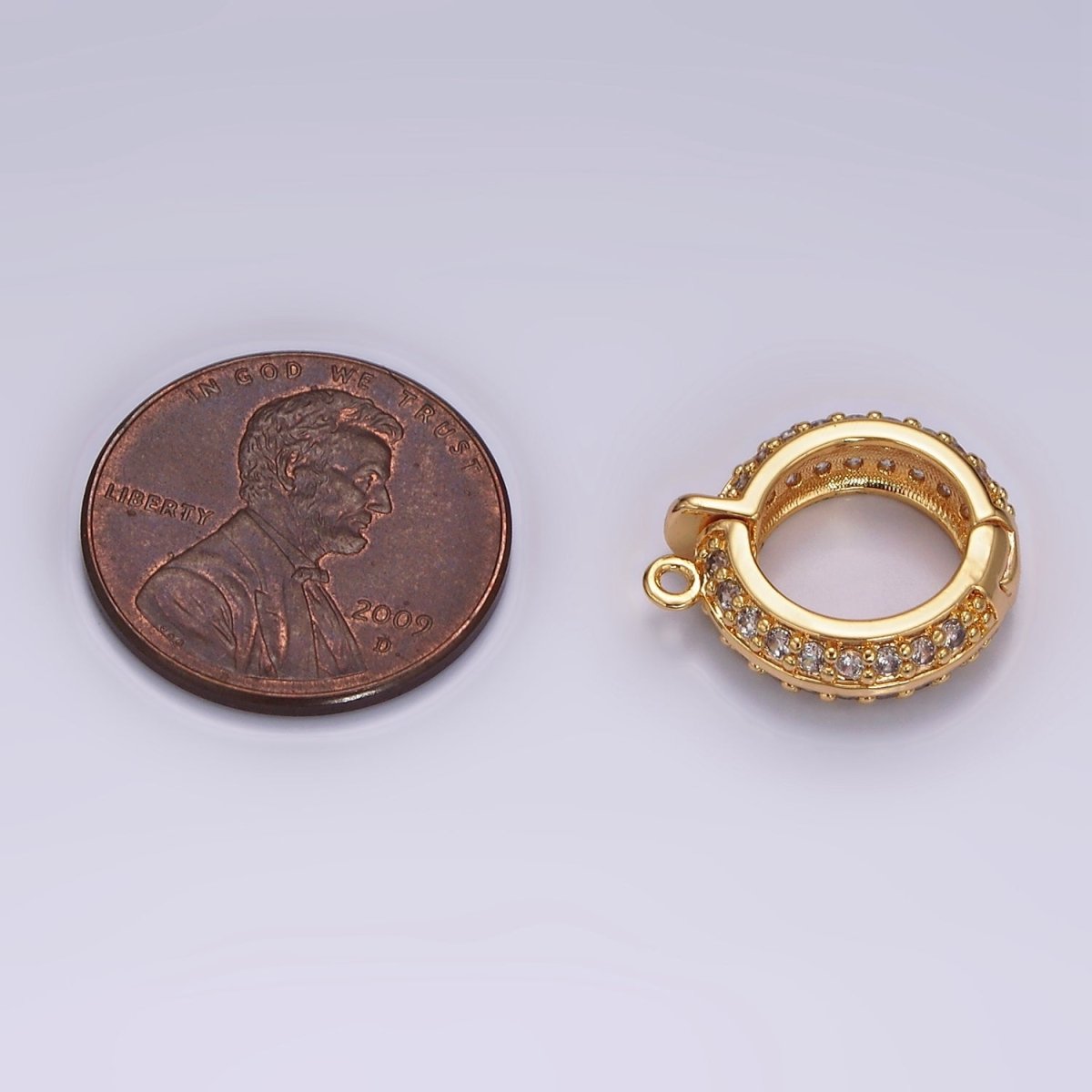 24K Gold Filled Micro Paved CZ Round Snap Bail Jewelry Charm Finding Supply | Z637 - DLUXCA