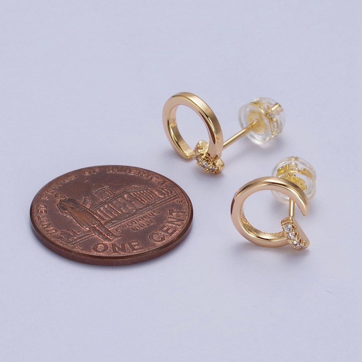 24K Gold Filled Micro Paved CZ Spiral Nail Stud Earrings | Y-102 - DLUXCA