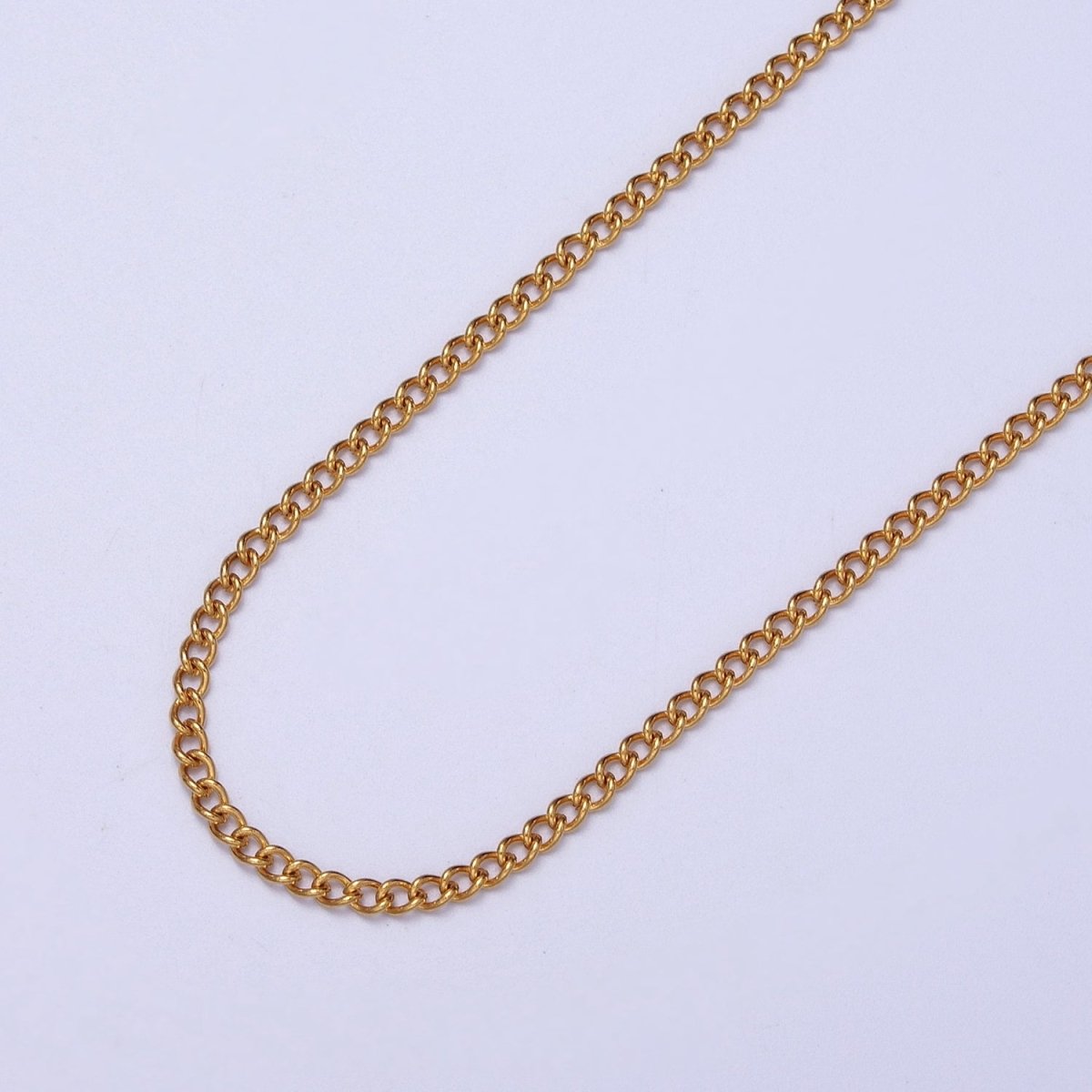 24K Gold Filled Mini 2mm Curb Unfinished Chain in Gold & Silver | ROLL-943 ROLL-944 Clearance Pricing - DLUXCA