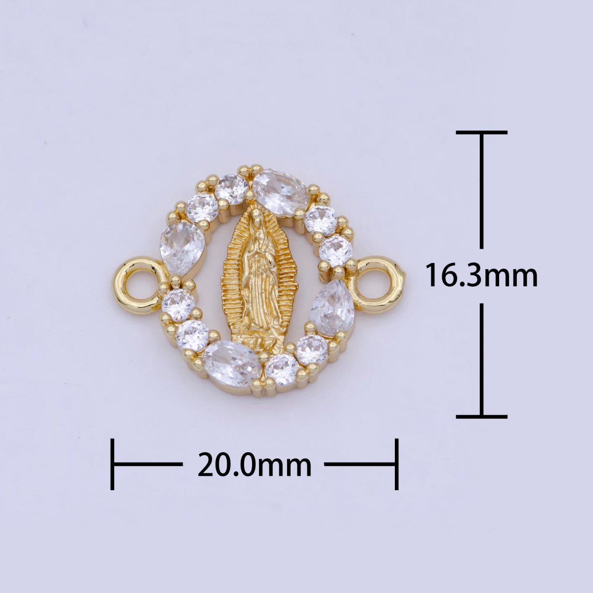 24K Gold Filled Mini Lady Guadalupe Charm Connector for Bracelet Link Connector G-910 - DLUXCA