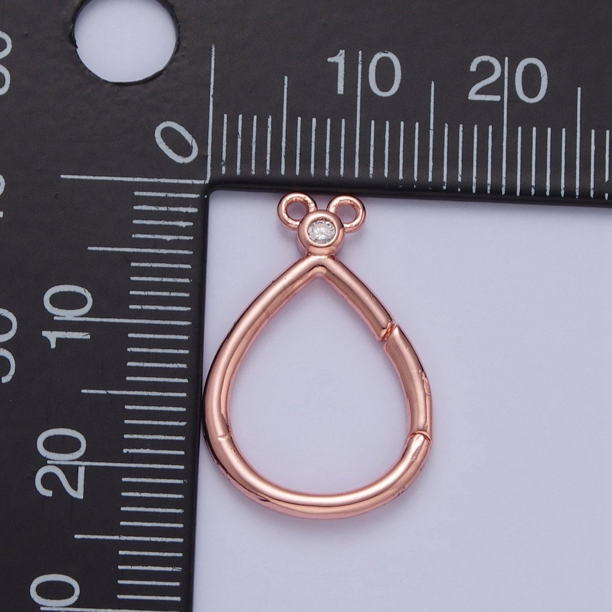 24K Gold Filled Mini Round Cubic Zirconia Teardrop Spring Gate Ring Closure L-798~L-801 - DLUXCA