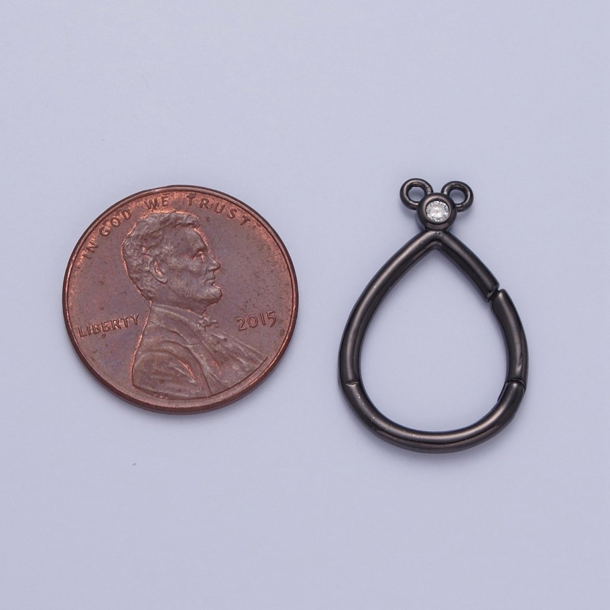 24K Gold Filled Mini Round Cubic Zirconia Teardrop Spring Gate Ring Closure L-798~L-801 - DLUXCA