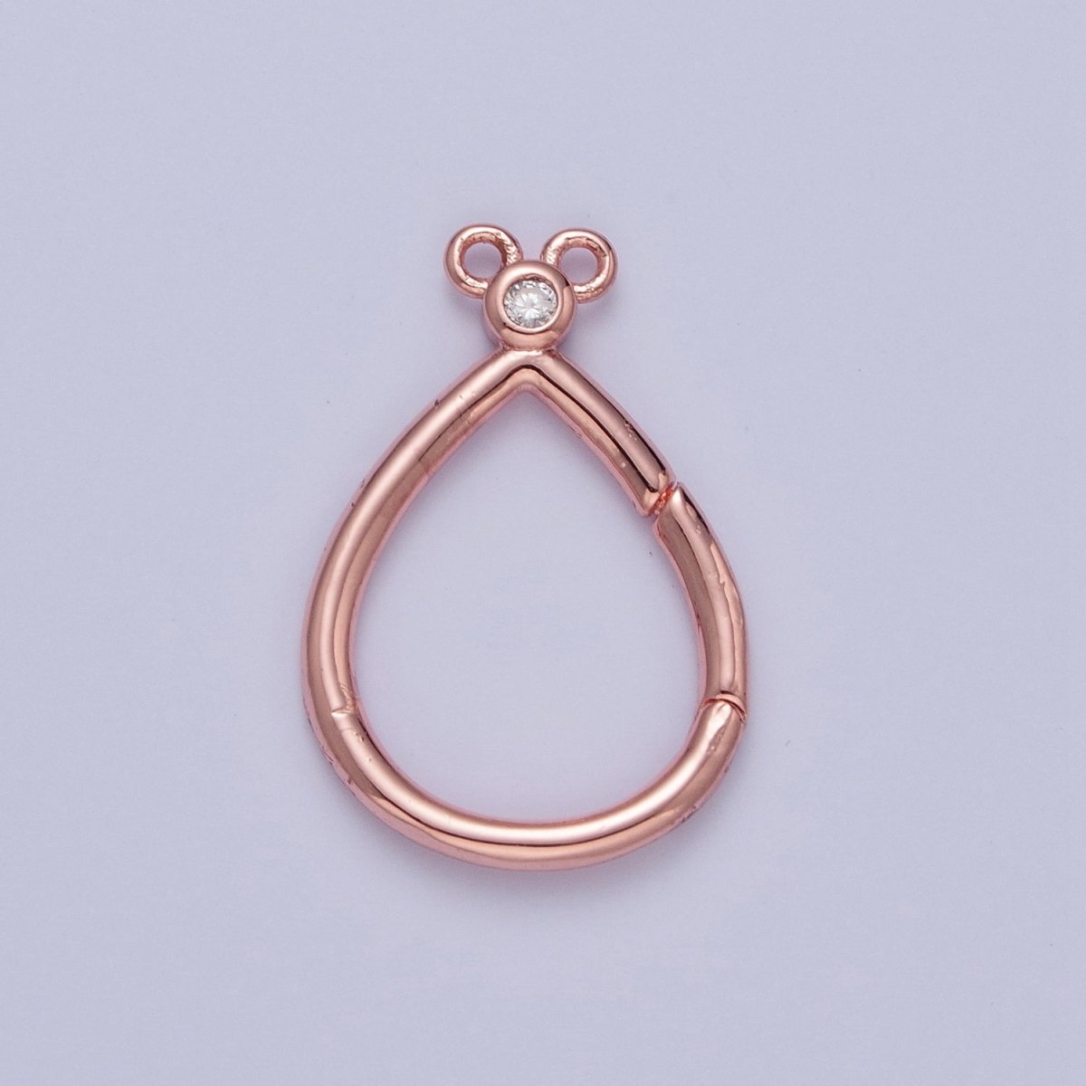 24K Gold Filled Mini Round Cubic Zirconia Teardrop Spring Gate Ring Closure L-798~L-801 - DLUXCA