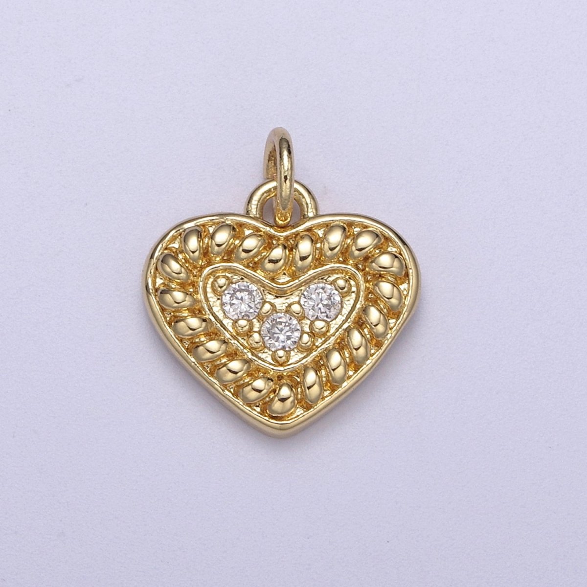24K Gold Filled Mini Textured Small Heart Charm N-307 - DLUXCA