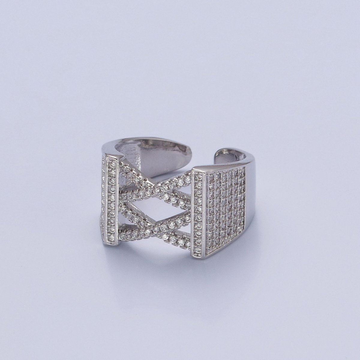 24K Gold Filled Minimalist Micro Pave CZ Signet Ring in Gold & Silver O-2264 O-2265 - DLUXCA