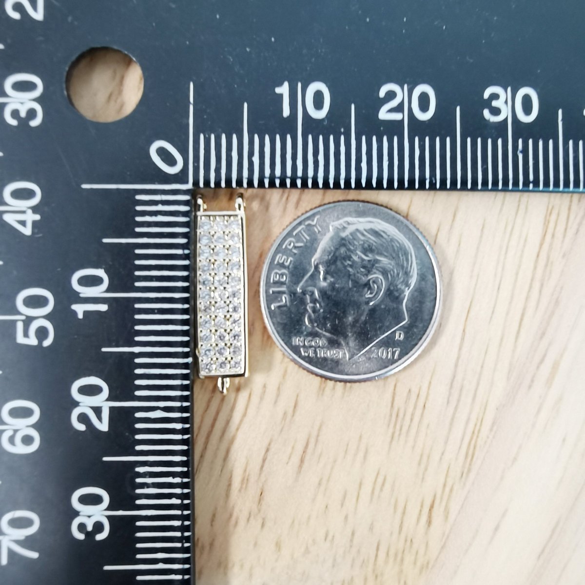 24K Gold Filled Minimalist Rectangular Bar Connector Micro Pave CZ DIY Charm Necklace Bracelet Earrings Findings for Jewelry Making F-420 - DLUXCA