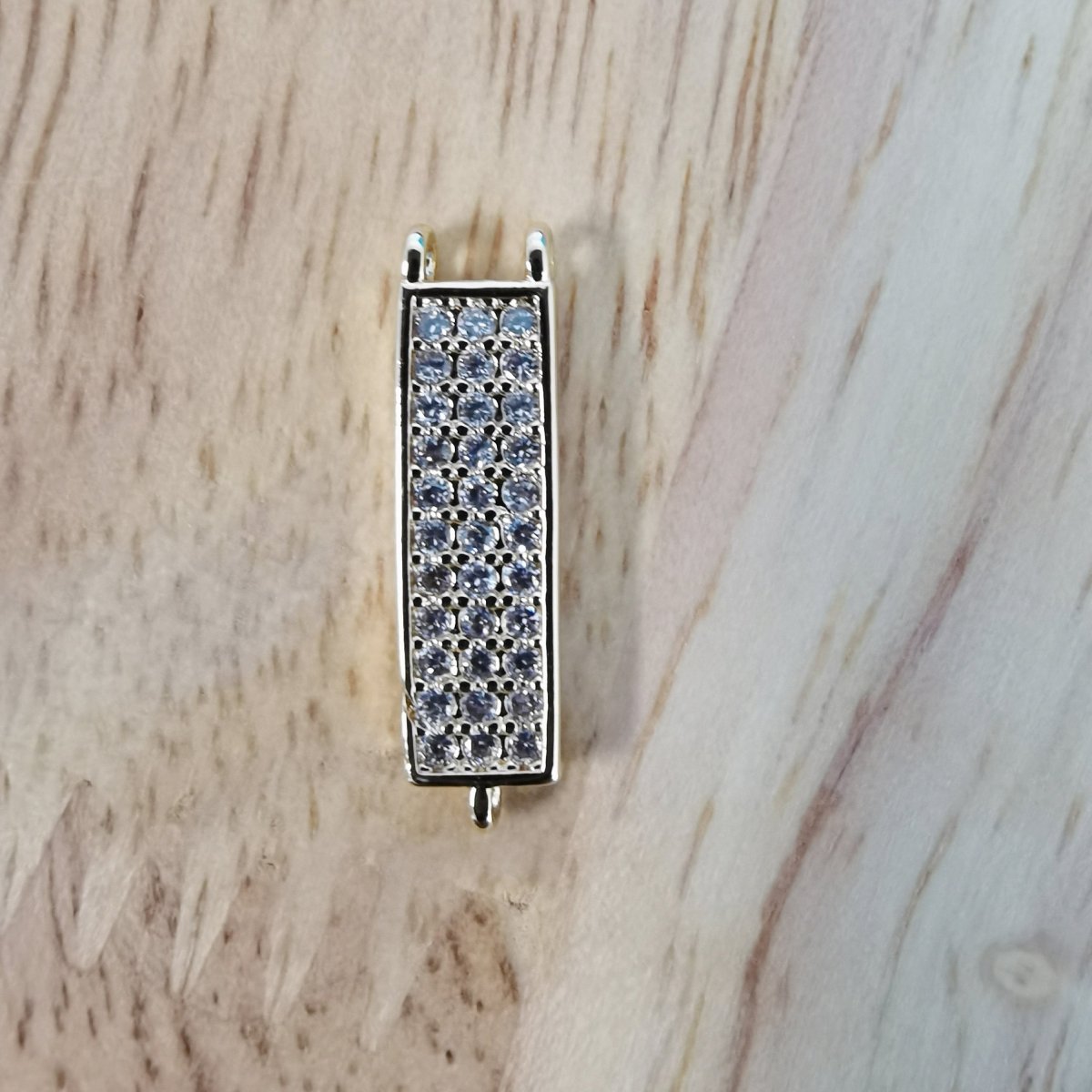 24K Gold Filled Minimalist Rectangular Bar Connector Micro Pave CZ DIY Charm Necklace Bracelet Earrings Findings for Jewelry Making F-420 - DLUXCA