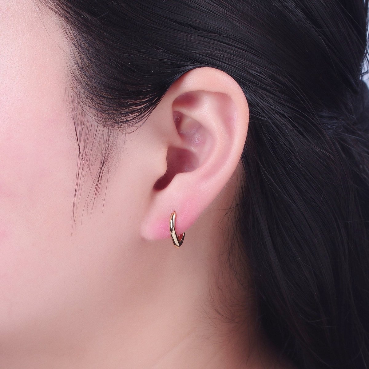 24K Gold Filled Minimalist Teardrop Huggie Hoops Earrings P-399 - DLUXCA