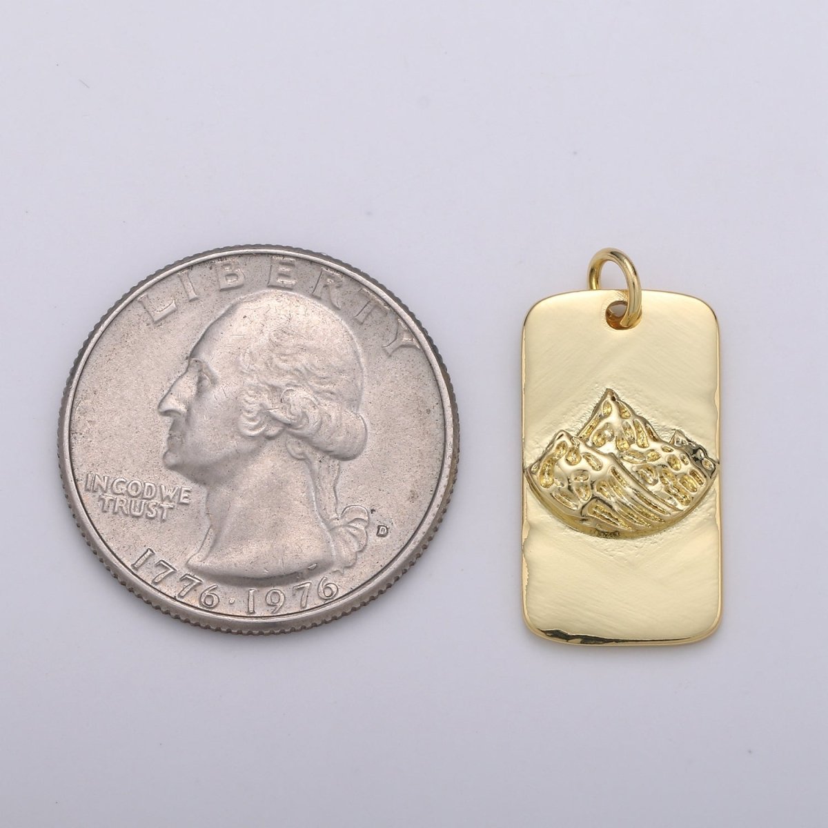 24K Gold Filled Mountain Rectangle Charm E-009 - DLUXCA