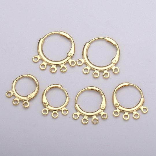 24K Gold Filled Multi loop Connector Open Link Earring Component, Earring Chandelier for Charm 2,3,4,5 hole Open Link Lever Back Earring K-642 K-668 K-706 K-731 - DLUXCA