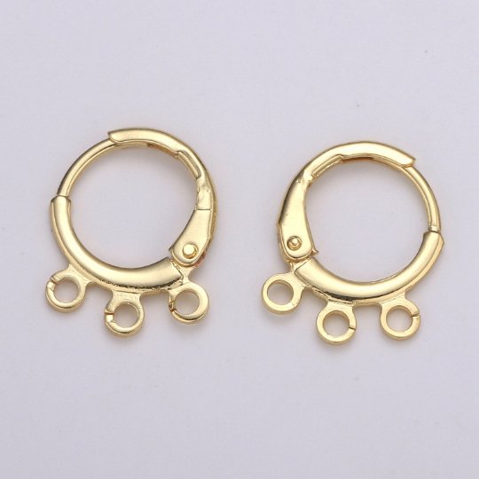 24K Gold Filled Multi loop Connector Open Link Earring Component, Earring Chandelier for Charm 2,3,4,5 hole Open Link Lever Back Earring K-642 K-668 K-706 K-731 - DLUXCA