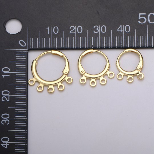 24K Gold Filled Multi loop Connector Open Link Earring Component, Earring Chandelier for Charm 2,3,4,5 hole Open Link Lever Back Earring K-642 K-668 K-706 K-731 - DLUXCA