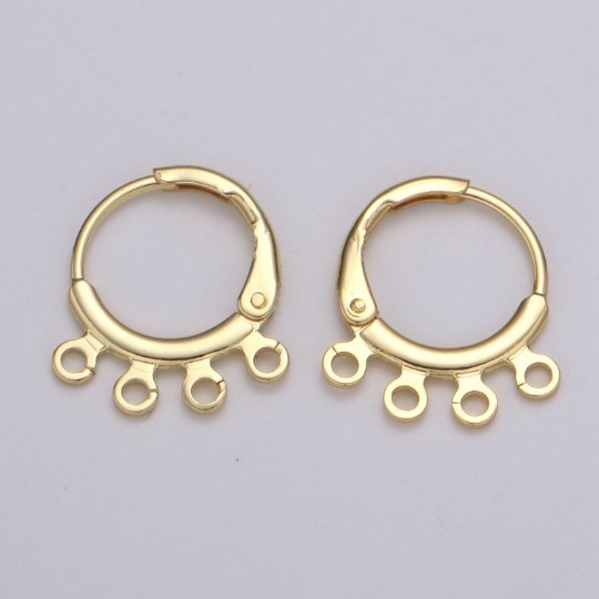 24K Gold Filled Multi loop Connector Open Link Earring Component, Earring Chandelier for Charm 2,3,4,5 hole Open Link Lever Back Earring K-642 K-668 K-706 K-731 - DLUXCA