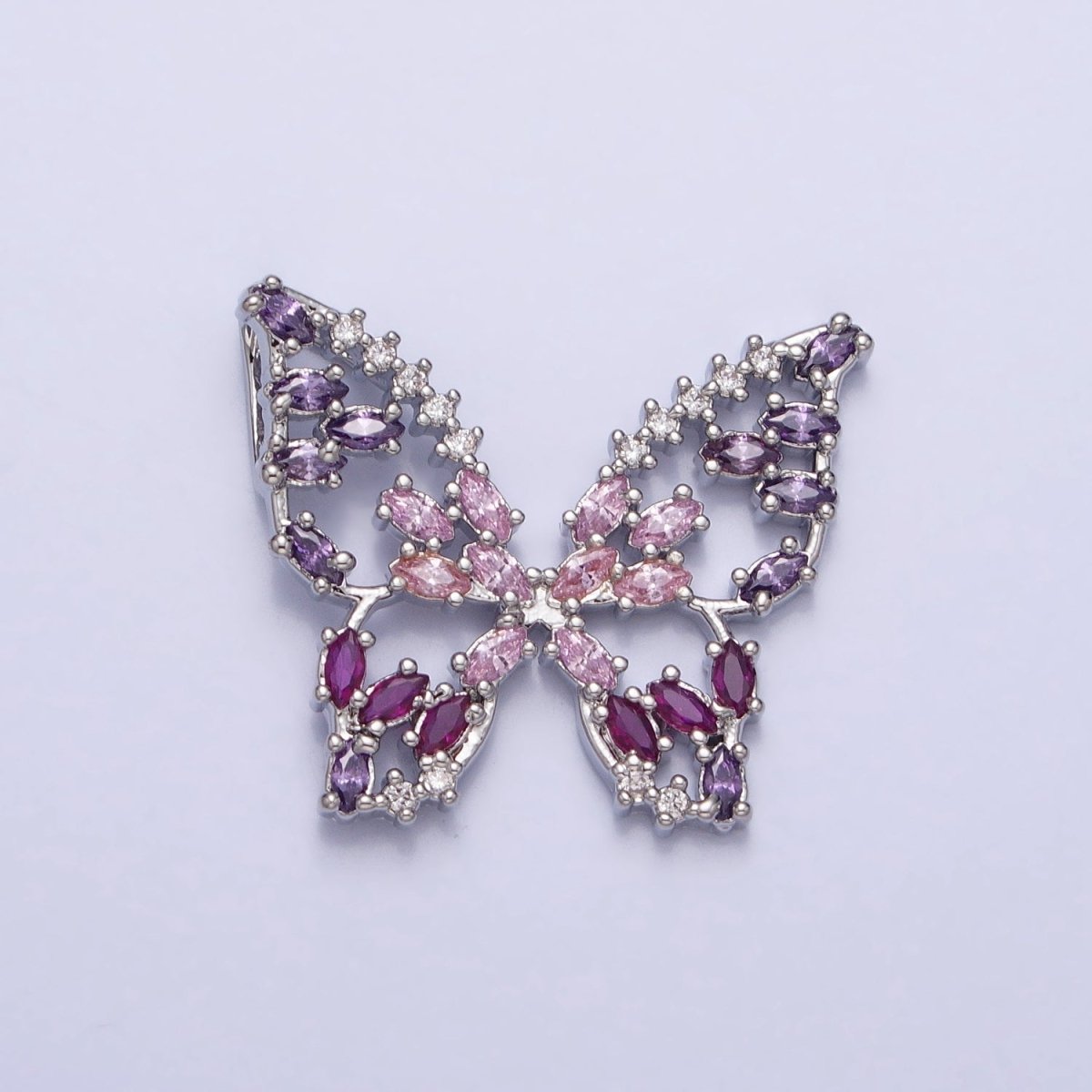 24K Gold Filled Multicolor, Clear Marquise Butterfly Pendant in Gold & Silver | AA215 AA216 AA221 AA222 - DLUXCA