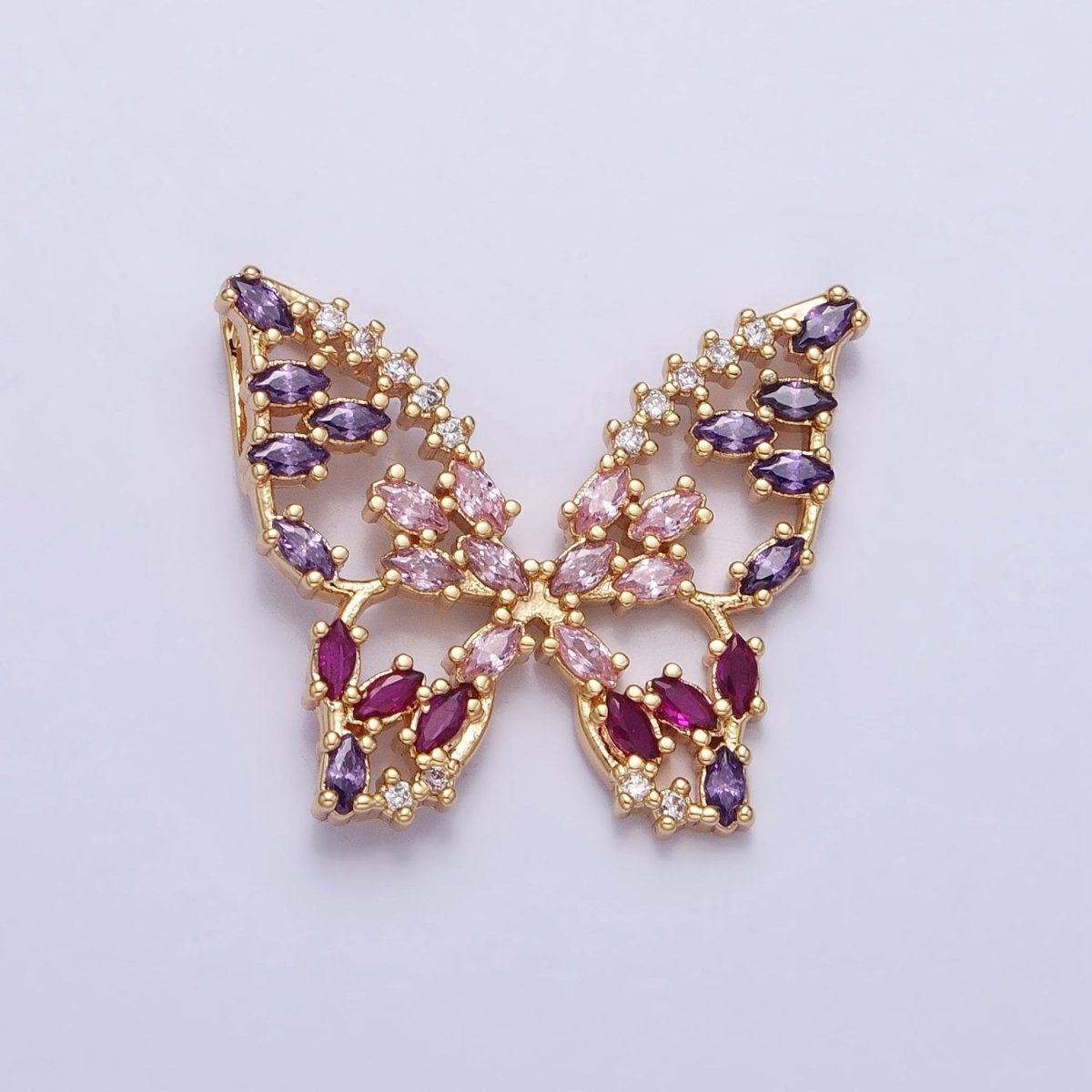 24K Gold Filled Multicolor, Clear Marquise Butterfly Pendant in Gold & Silver | AA215 AA216 AA221 AA222 - DLUXCA
