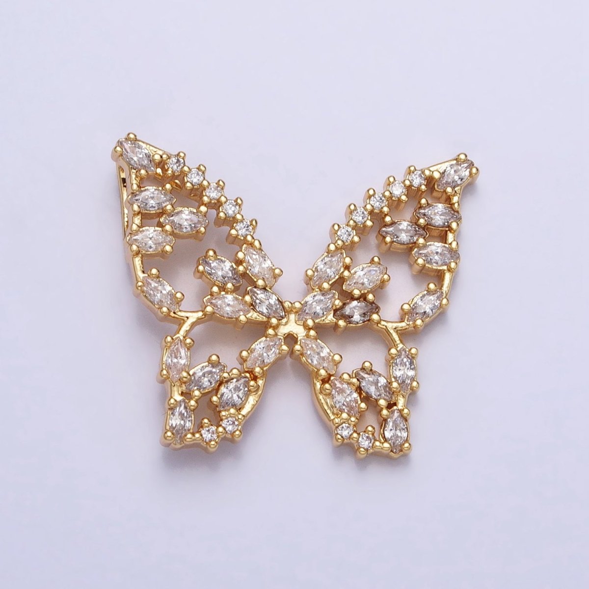 24K Gold Filled Multicolor, Clear Marquise Butterfly Pendant in Gold & Silver | AA215 AA216 AA221 AA222 - DLUXCA