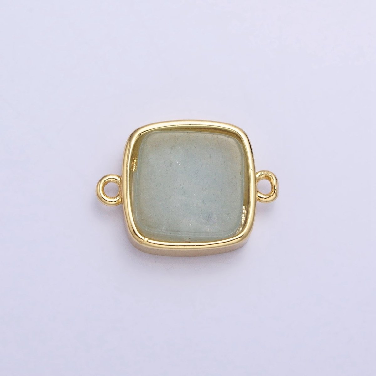 24K Gold Filled Natural Gemstone Blue Agate, Rose Quartz, Amethyst Flat Square Charm Connector | AA822 AA823 - DLUXCA