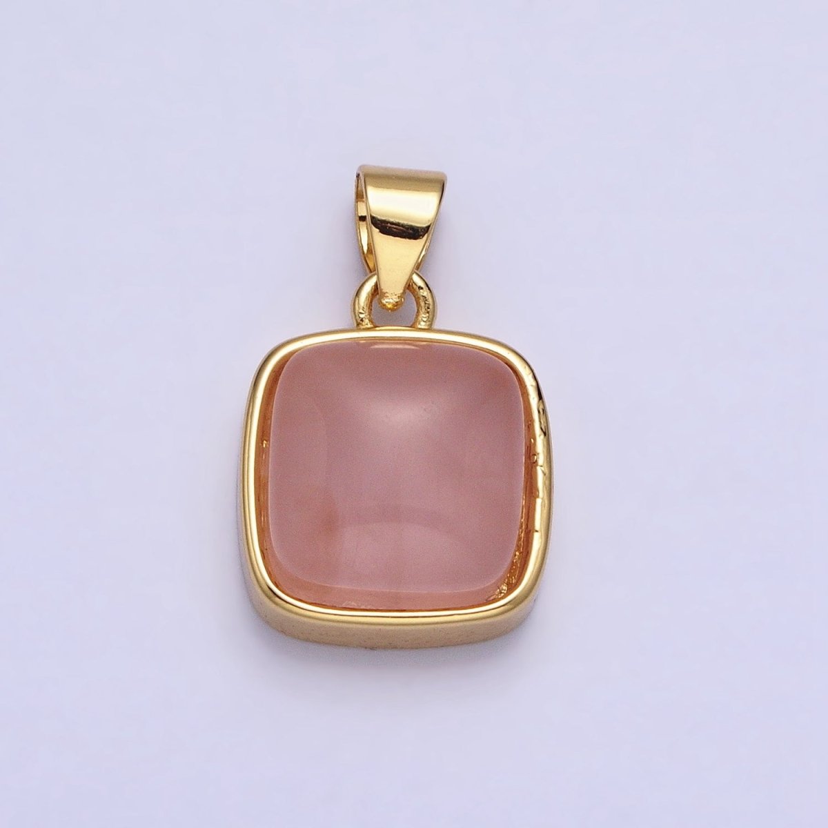 24K Gold Filled Natural Stone Amethyst, Labradorite, Moonstone, Tiger Eye, Amazonite, Aventurine, Rose Quartz, Blue Tiger Eye Square Pendant with CZ Stone | AA183 AA332 - AA338 - DLUXCA