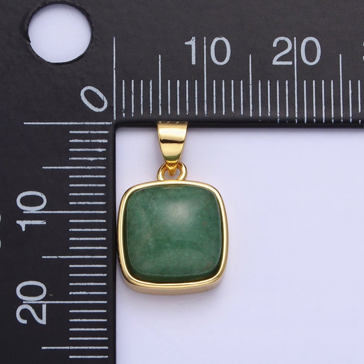 24K Gold Filled Natural Stone Amethyst, Labradorite, Moonstone, Tiger Eye, Amazonite, Aventurine, Rose Quartz, Blue Tiger Eye Square Pendant with CZ Stone | AA183 AA332 - AA338 - DLUXCA