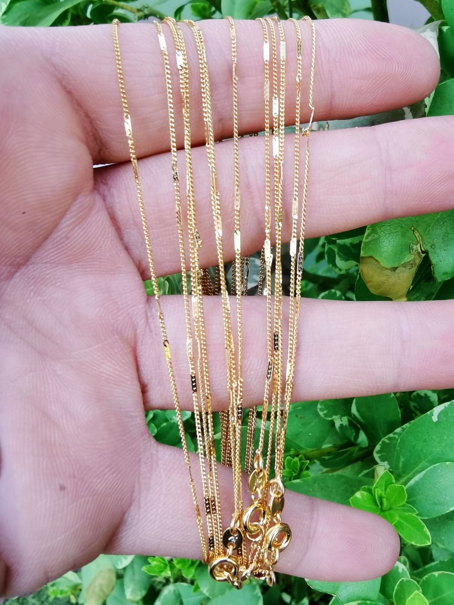 24K Gold Filled Necklace - 17.7" Singapore Necklace w/ Spring Ring, 0.8mm In Width | CN-843 - DLUXCA