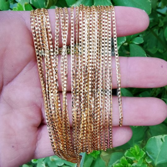 24K Gold Filled Necklace, Curb Chain Necklace, Gold Curb Chain Layering Necklace, 17.8" Dainty 2mm Curb Necklace w/ Lobster Clasps | CN-832 Clearance Pricing - DLUXCA