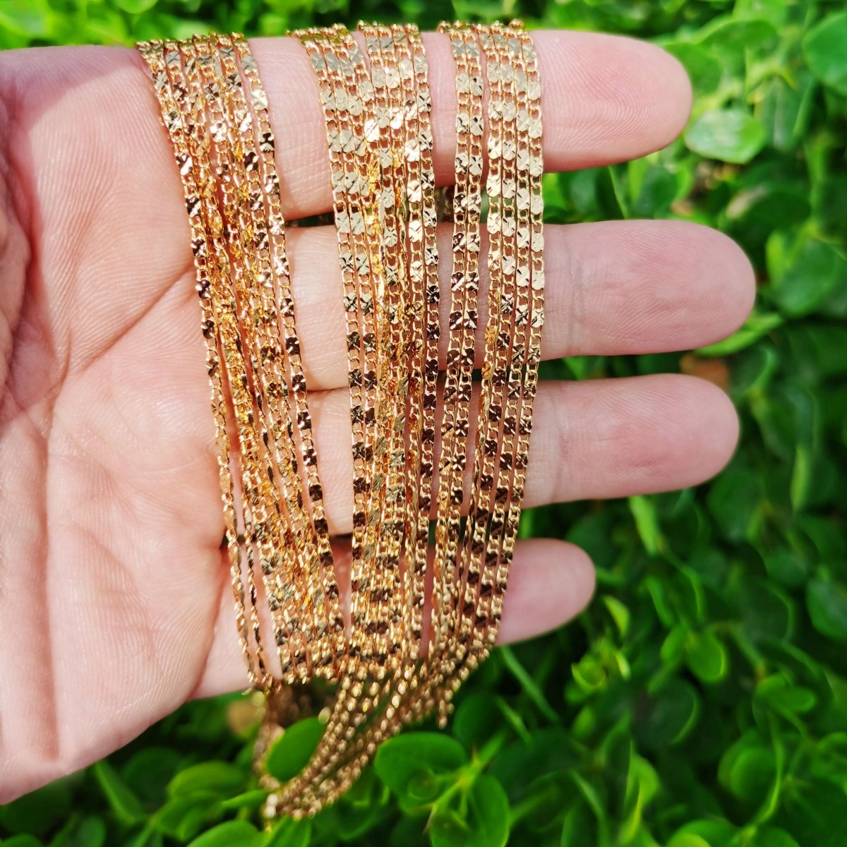 24K Gold Filled Necklace, Scroll Necklace, Gold Designed 23.7 Inch Layering Necklace, Dainty 1.8mm Designed Necklace w/ Lobster Clasps | CN-893 Clearance Pricing - DLUXCA