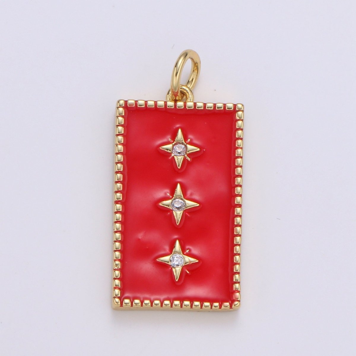 24K Gold Filled North Star Charm Pendant Enamel Tag Charm Black Pink Red Blue Tag jewelry for Necklace bracelet charm E-127~E-131 - DLUXCA