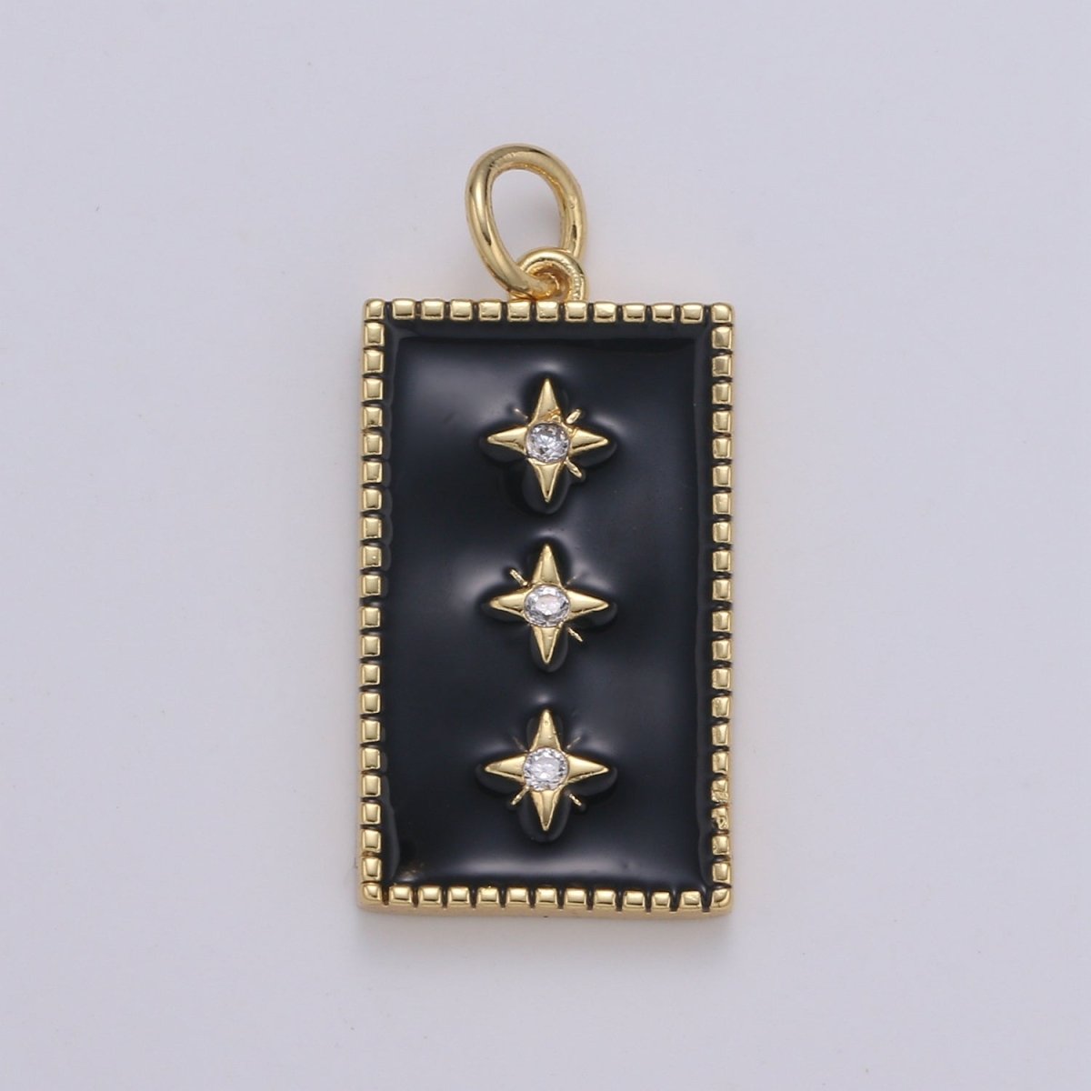 24K Gold Filled North Star Charm Pendant Enamel Tag Charm Black Pink Red Blue Tag jewelry for Necklace bracelet charm E-127~E-131 - DLUXCA
