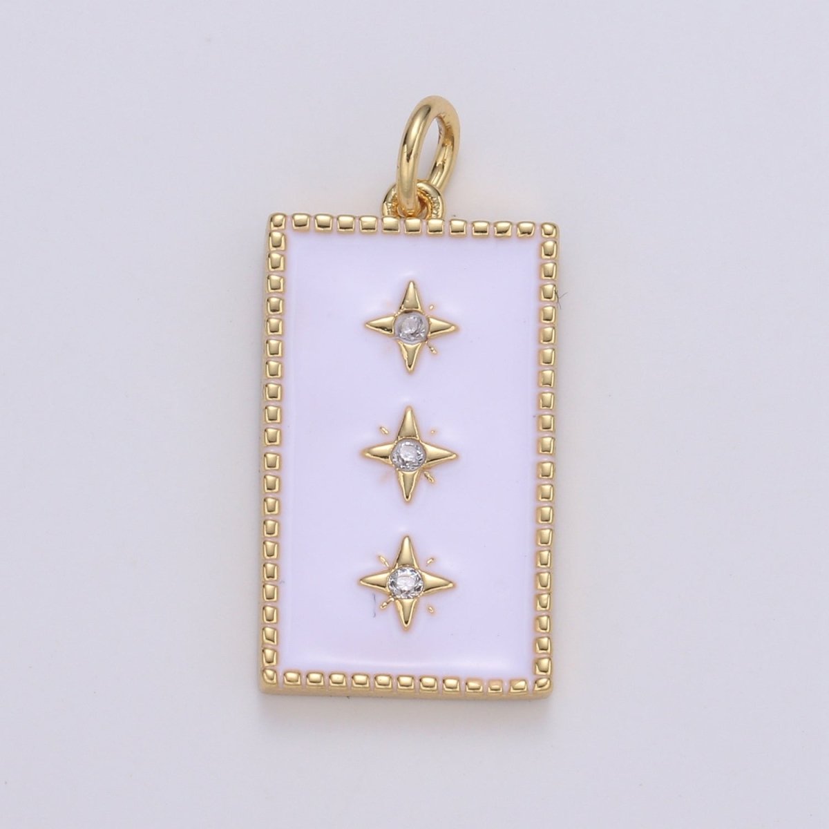 24K Gold Filled North Star Charm Pendant Enamel Tag Charm Black Pink Red Blue Tag jewelry for Necklace bracelet charm E-127~E-131 - DLUXCA