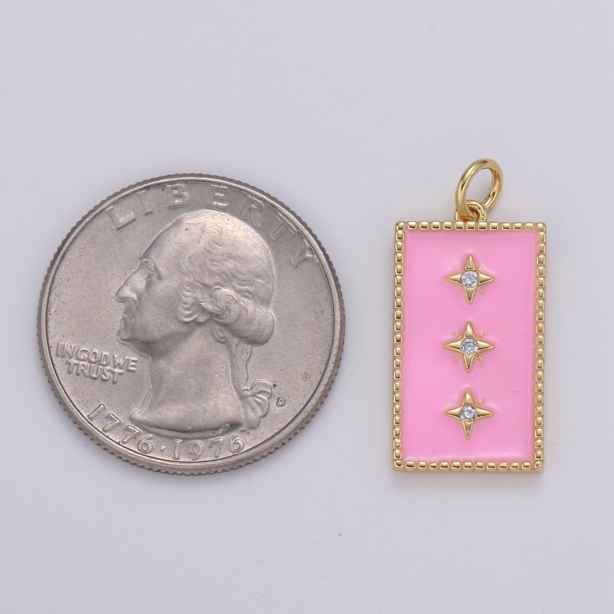24K Gold Filled North Star Charm Pendant Enamel Tag Charm Black Pink Red Blue Tag jewelry for Necklace bracelet charm E-127~E-131 - DLUXCA