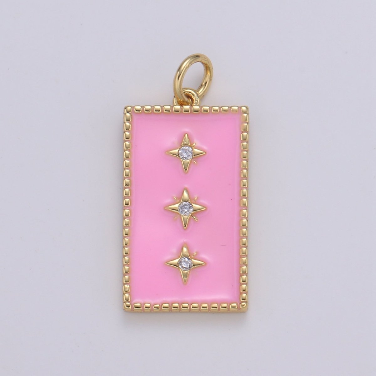 24K Gold Filled North Star Charm Pendant Enamel Tag Charm Black Pink Red Blue Tag jewelry for Necklace bracelet charm E-127~E-131 - DLUXCA