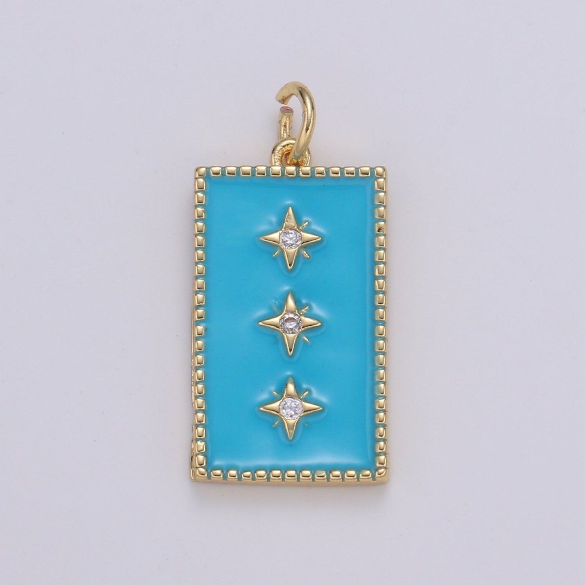 24K Gold Filled North Star Charm Pendant Enamel Tag Charm Black Pink Red Blue Tag jewelry for Necklace bracelet charm E-127~E-131 - DLUXCA